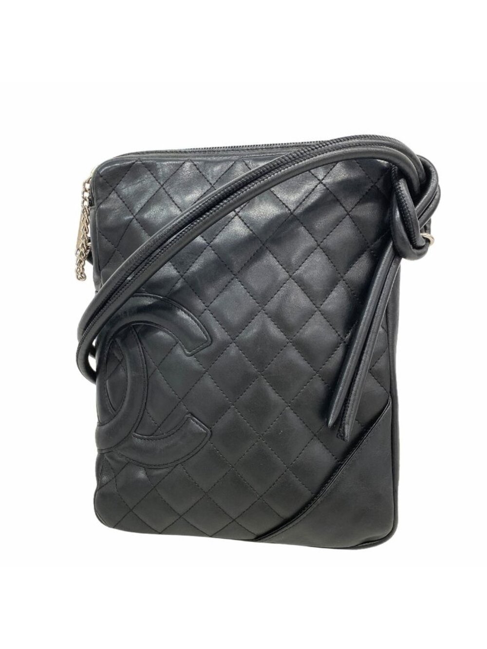 Chanel Shoulder Bag Cambon Lambskin Black Silver